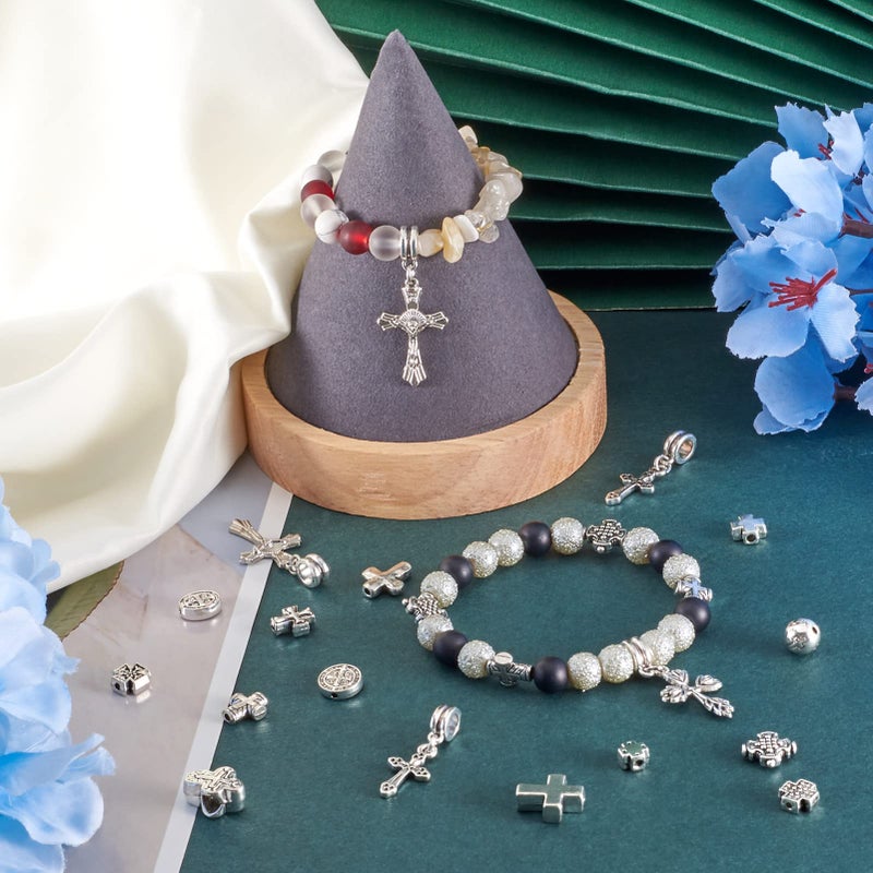 Craftdady 70pcs Tibetan Silver Crucifix Cross Beads Metal Cross Spacer Charms for Jewelry Crafts Making Hole: 1-2mm - Image 4